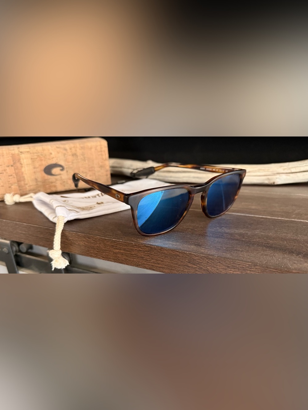 Costa Tortoiseshell Frame Sunglasses with Blue Mirrored Lenses